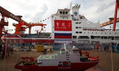 China's first domestically-built polar research vessel and icebreaker "Xuelong 2" launched in Shanghai