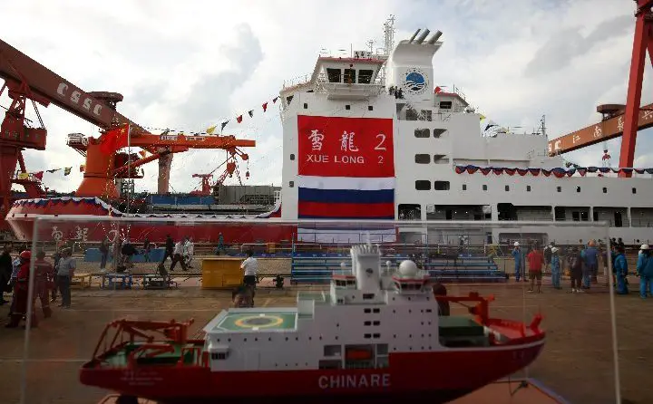 China's first domestically-built polar research vessel and icebreaker "Xuelong 2" launched in Shanghai 1 China's first domestically-built polar research vessel and icebreaker "Xuelong 2" launched in Shanghai