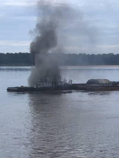 Tug Catches Fire on the Mississippi River