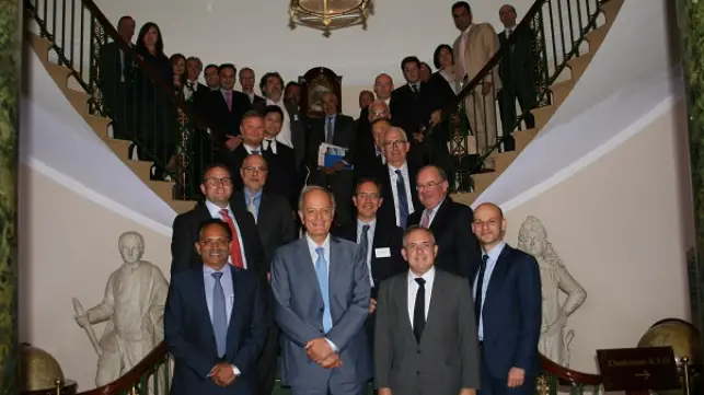 INTERCARGO’s Executive Committee Members with the Management Committee members in front row (from left to right: Dimitris Fafalios, Technical Committee Chairman, Jay K Pillai Vice-Chairman, John Platsidakis Chairman, Dr. Kostas Gkonis Secretary General)