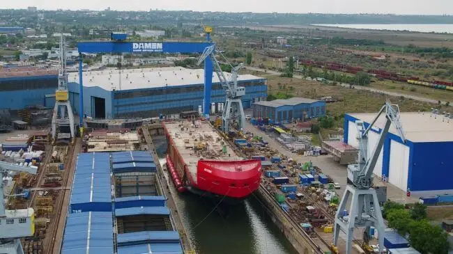 Damen Performs Successful Float-Out Of Antarctic Supply Research Vessel 1 Damen Performs Successful Float-Out Of Antarctic Supply Research Vessel 1