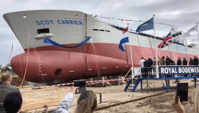Watch: Royal Bodewes Launches Largest Addition To Scotline’s Fleet 1