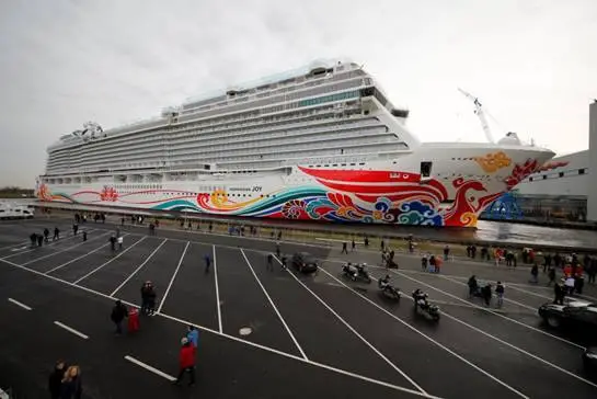 Norwegian Joy, First Custom Designed Cruise Ship for China, Floats Out from Building Dock in Germany 1