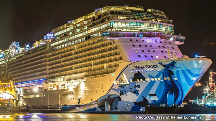 Norwegian Bliss Begins Her Conveyance Up River Ems