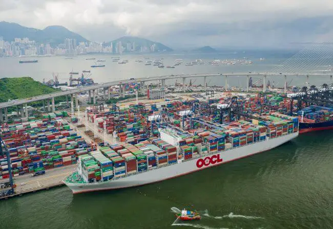 OOCL 21413 TEU Container Ship Hong Kong Makes Maiden Call To Port Of Hong Kong