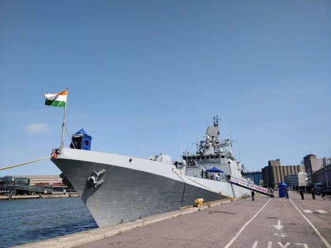 Indian Naval Ship Tarkash Arrives At Helsinki