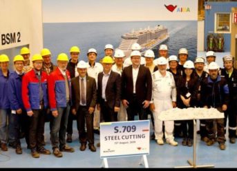 Work On AIDA LNG Cruise Ship Starts With MEYER WERFT Steel Cutting Ceremony 6 Work On AIDA LNG Cruise Ship Starts With MEYER WERFT Steel Cutting Ceremony