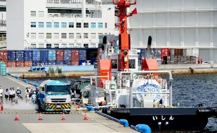 MOL LNG-Fueled Tugboat Ishin Undergoes First LNG Bunkering Trial 1 MOL LNG-Fueled Tugboat Ishin Undergoes First LNG Bunkering Trial
