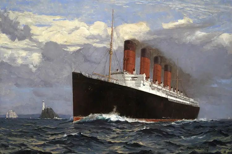 Painting of RMS Lusitania by Norman Wilkinson