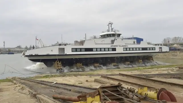 Damen Launches Road Ferry 6819 E3 At Damen Shipyards Galati 1 Damen Launches Road Ferry 6819 E3 At Damen Shipyards Galati 1